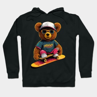 Cute teddy bear on skateboard Hoodie